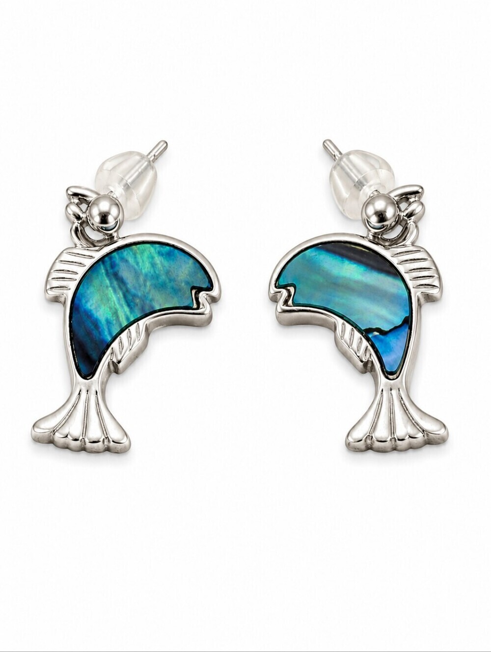 3/$30 Abalone Shell Dolphin Post Stud Dangle Beach Mermaidcore Earrings